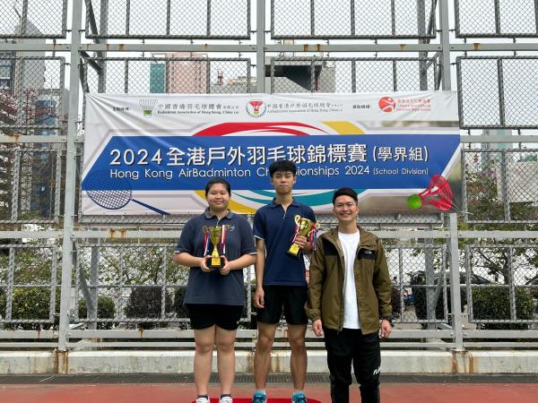 Hong Kong Airbadminton Champioship s 2024-School division mixed doubles Champion 